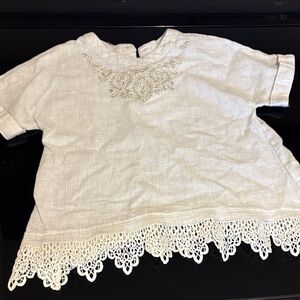 Embroidered Cream Kids Top
